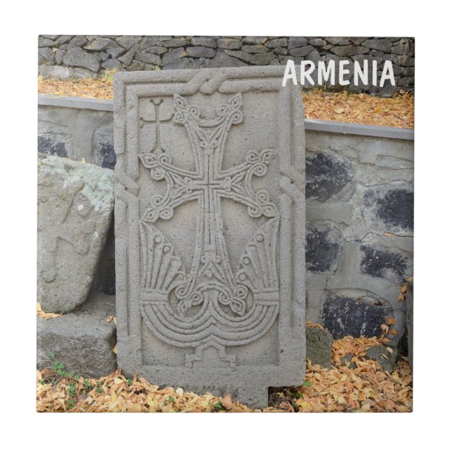 Carreau Croix de pierre antique (khachkars) en Arménie (Devant)