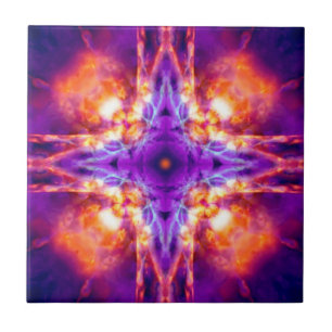 Carreau Croix kaléidoscope violet et orange