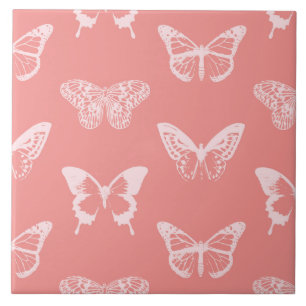Carreau Croquis de papillon, rose corail