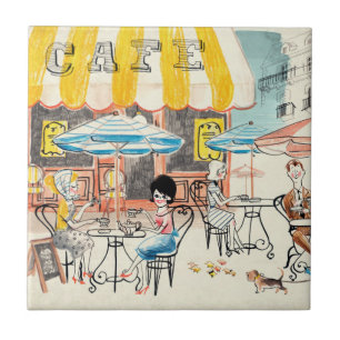 Carreau Croquis mignon de scène de la France Café