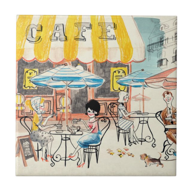 Carreau Croquis mignon de scène de la France Café (Devant)