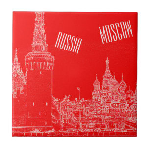Carreau Croquis rouge de la cathédrale St Basile de Moscou