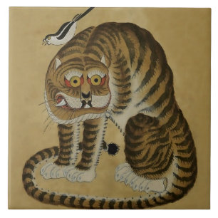 Carreau Crouper le tigre Minhwa avec la tarte