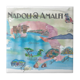 Carreau Cru Travelposter d'Amalfi et de Napoli Italie
