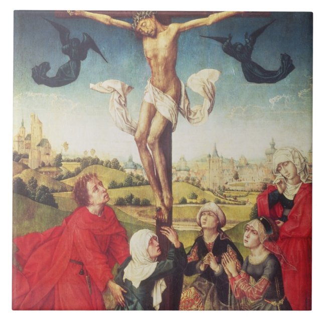 Carreau Crucifixion, c.1510 (huile sur le panneau) (Devant)