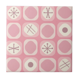 Carreau Cubes d'art mod des années 1950 Vanille rose