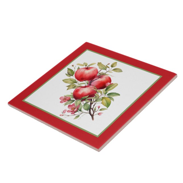 Carreau Cuisine d'aquarelle de pomme mignonne (Côté)