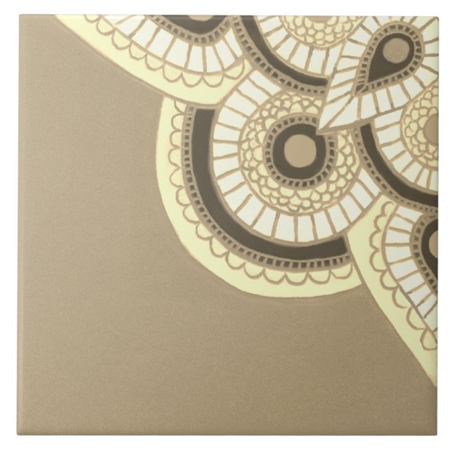 Carreau Cuisine en céramique Tan et blanc Tile (Devant)