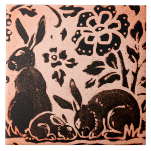 Carreau Cuivre Brown de bois de lapin Lièvre Trivet d'auto