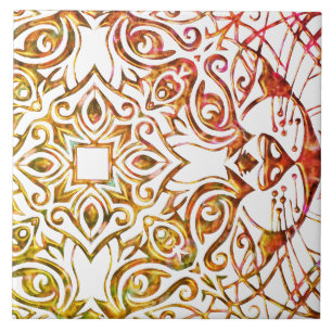 Carreau Cuivre métallique Look Chat Art Cool Mandala Céram