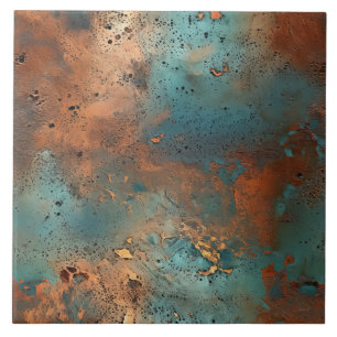 Carreau Cuivre Patina Rustique en céramique métallique