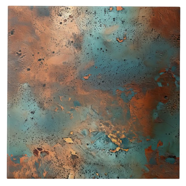 Carreau Cuivre Patina Rustique en céramique métallique (Devant)