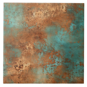 Carreau Cuivre Patina Rustique en céramique métallique