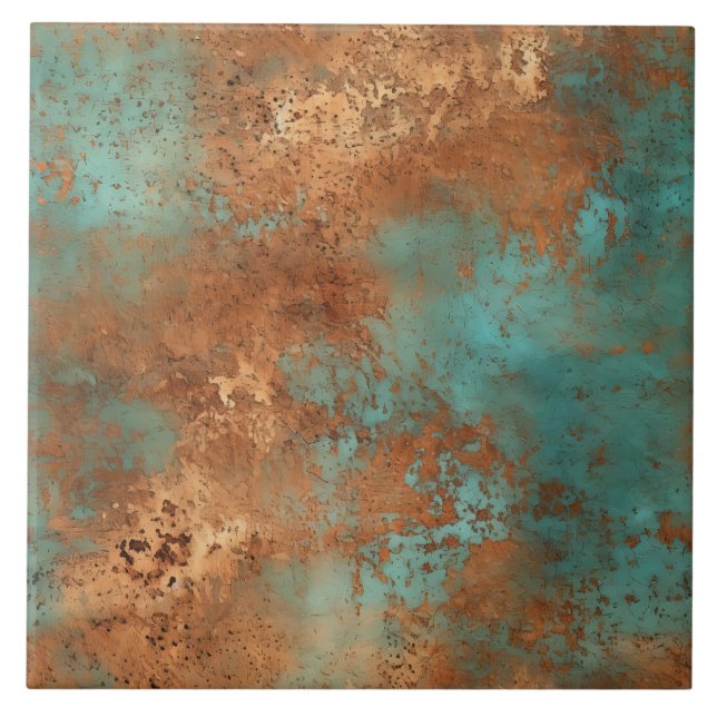 Carreau Cuivre Patina Rustique en céramique métallique (Devant)