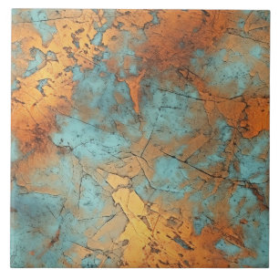 Carreau Cuivre Patina Rustique en céramique métallique