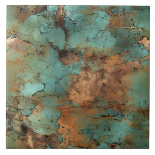 Carreau Cuivre Patina Rustique en céramique métallique