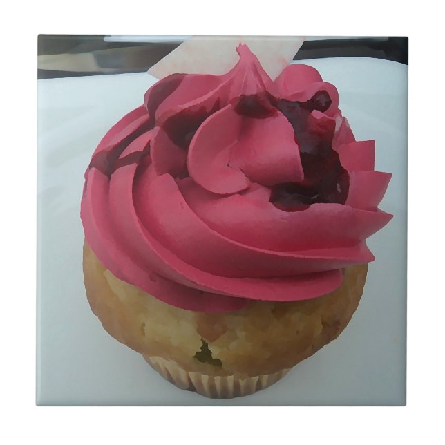 Carreau Cupcake rose chaud - peinture (Devant)