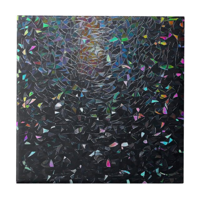 Carreau Custom Iridescent Abstract Stained Glass Pattern (Devant)