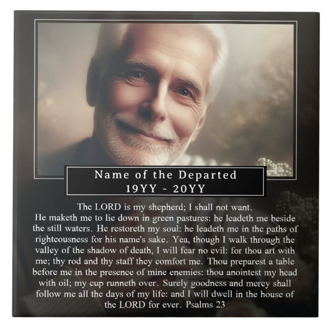 Carreau Custom Memorial Keepsake Photo Name Bible Verse (Devant)