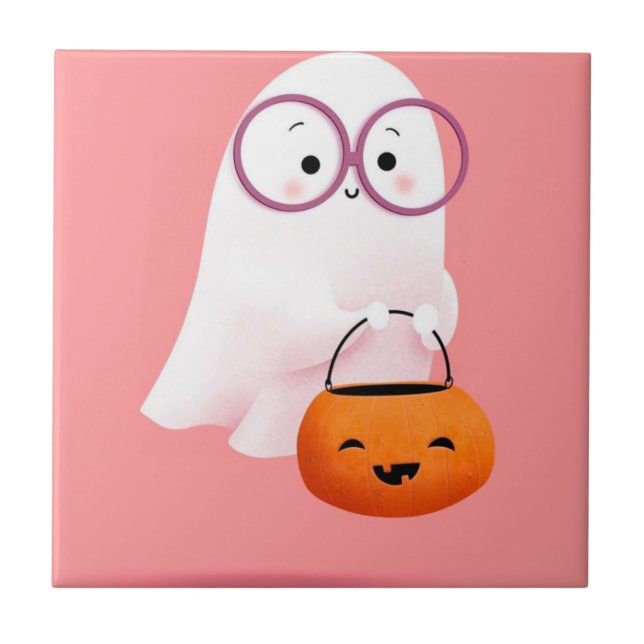 Carreau Cute and adorable Little GHOST for halloween (Devant)