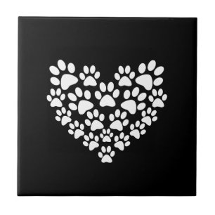 Carreau Cute animal Motif noir blanc Empreinte de patte Co