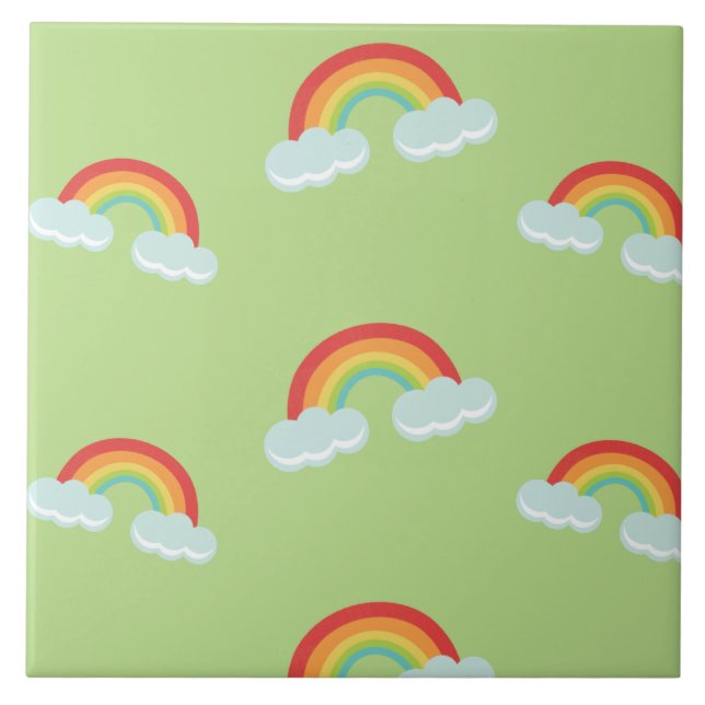 Carreau Cute arc-en-ciel avec Motif nuages (Devant)
