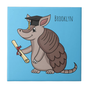 Carreau Cute armadillo avec dessin animé de la casquette d