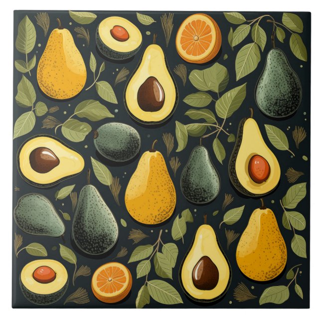 Carreau Cute avocados céramique (Devant)