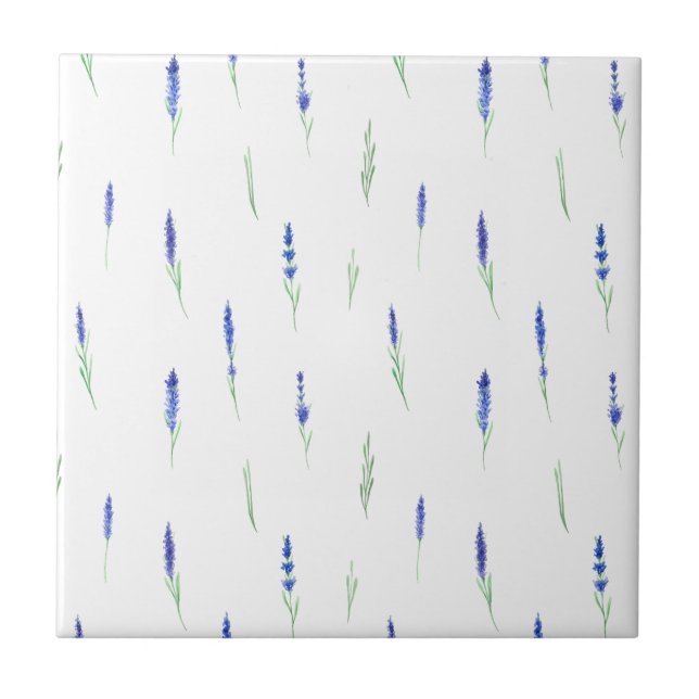 Carreau Cute Botanical Elegant Lavender Ceramic Tile (Devant)