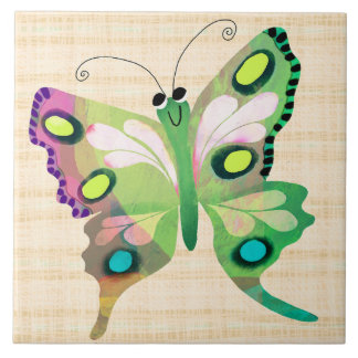 Carreau Cute Butterfly in Blue Ceramic Tile