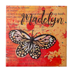 Carreau Cute Butterfly Watercolor Vintage Boho Ajouter un 
