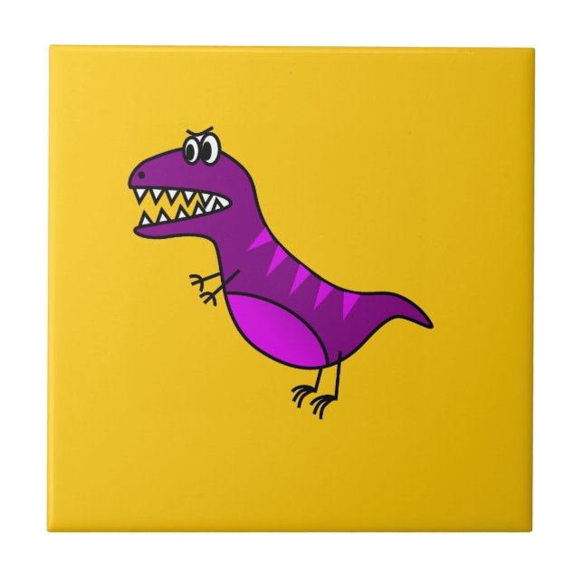 Carreau Cute cartoon angry purple dinosaure (Devant)
