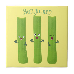 Carreau Cute céleri bâtons trio caricature légumes