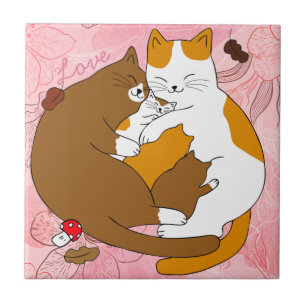 Carreau Cute Chat Famille Carrelage en céramique