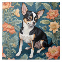 Cute Chihuahua William Morris Inspiré Floral