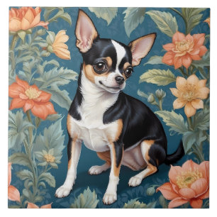 Carreau Cute Chihuahua William Morris Inspiré Floral