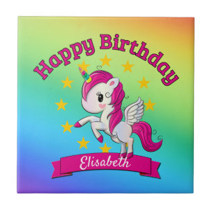 Carreau Cute Colorful Magique Unicorn Rainbow Kids Nom