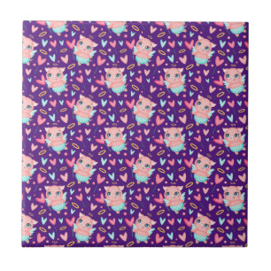 Carreau Cute Cupid Cochon Whit Hearts Motif