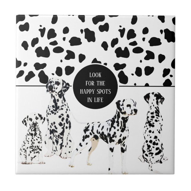 Carreau Cute Dalmatiens Noir & Blanc Zones Joyeuses (Devant)
