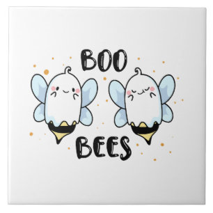 Carreau Cute Ghost Boo Bees - Funny Halloween sur blanc