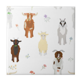 Carreau Cute Goats Farm Animals Kids Seamless Pattern