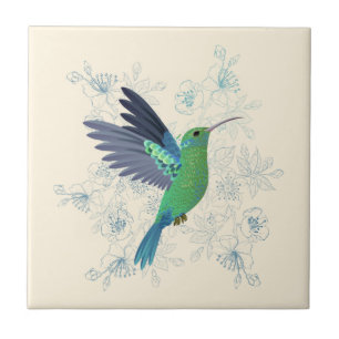 Carreau Cute Hummingbird Floral