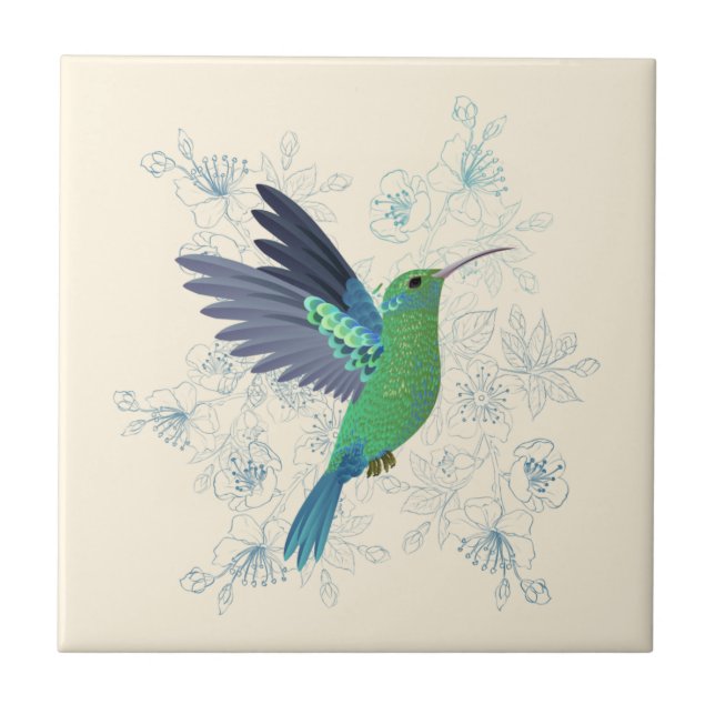 Carreau Cute Hummingbird Floral (Devant)