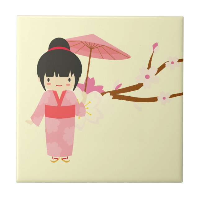Carreau Cute japonaise rose cerise Blossom Geisha (Devant)