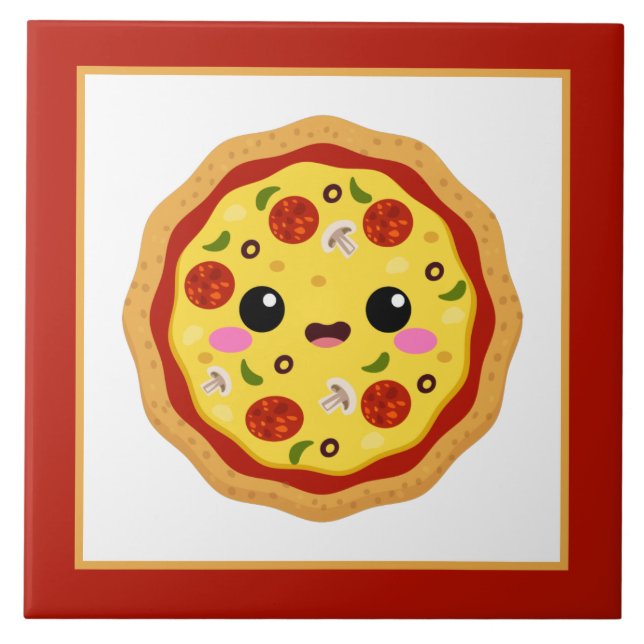 Carreau Cute Kawaii amateurs de pizza maison artisanat (Devant)