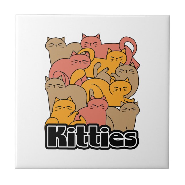 Carreau Cute Kitties Design - Cat Art adorable (Devant)
