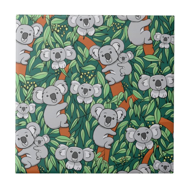 Carreau Cute Koala Motif Hunter Green (Devant)