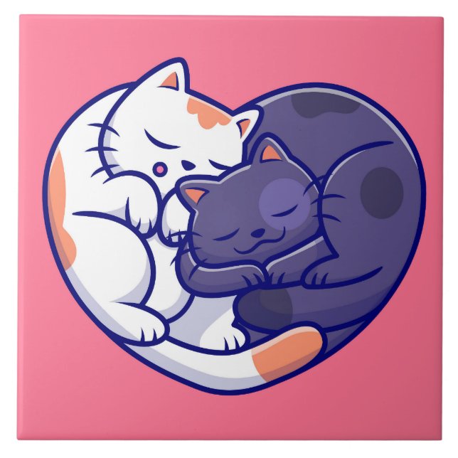 Carreau Cute Love Chats Carrelage céramique (Devant)