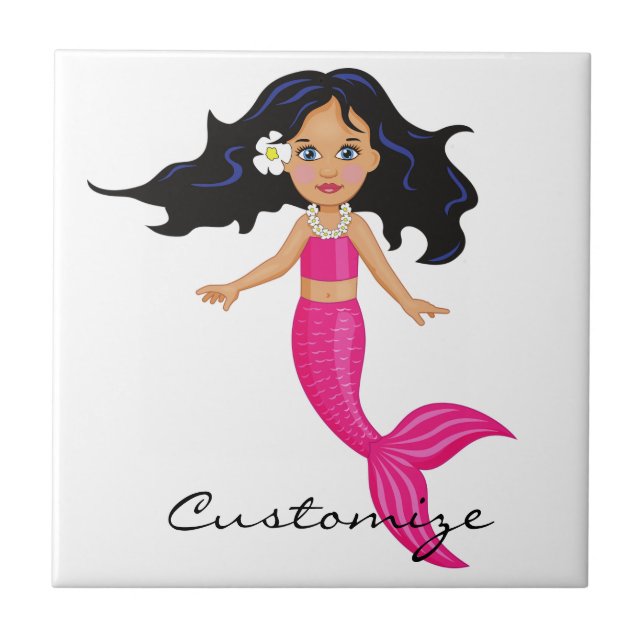 Carreau Cute Mermaid à queue rose Thunder_Cove (Devant)