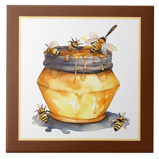 Carreau Cute miel abeille maison artisanat (Devant)